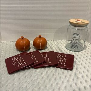 Rae Dunn Fall Y'all Coasters and Pumpkin Shakers Set